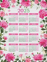 Календарь настенный листовой  А2ф 450х598мм на 2025г бум. мелован. с укрупненной сеткой-Аромат цветов-