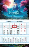 Календарь квартальный 1-блоч на 1 гребне 290х470мм Соло-Люкс Бумага Офсет цветной блок с бегунком цветная подложка на 2025г-Далекая планета- в индив.упак.