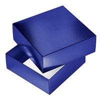 Коробка Картонная с крышкой сборная 250х180х65 ПРЯМОУГОЛЬНИК тиснение METALLIC Синяя в пакете с европодвесом